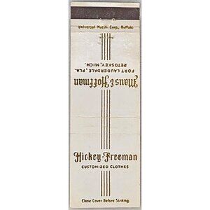 Front Strike Matchbook Cover Hickey-Freeman Fort Lauderdale FL Florida